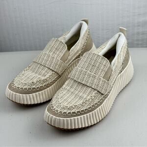 DV by Dolce Vita Dayo Cream Tan Tweed Slip-On Loafer Shoes Size 8.5 Woven Upper